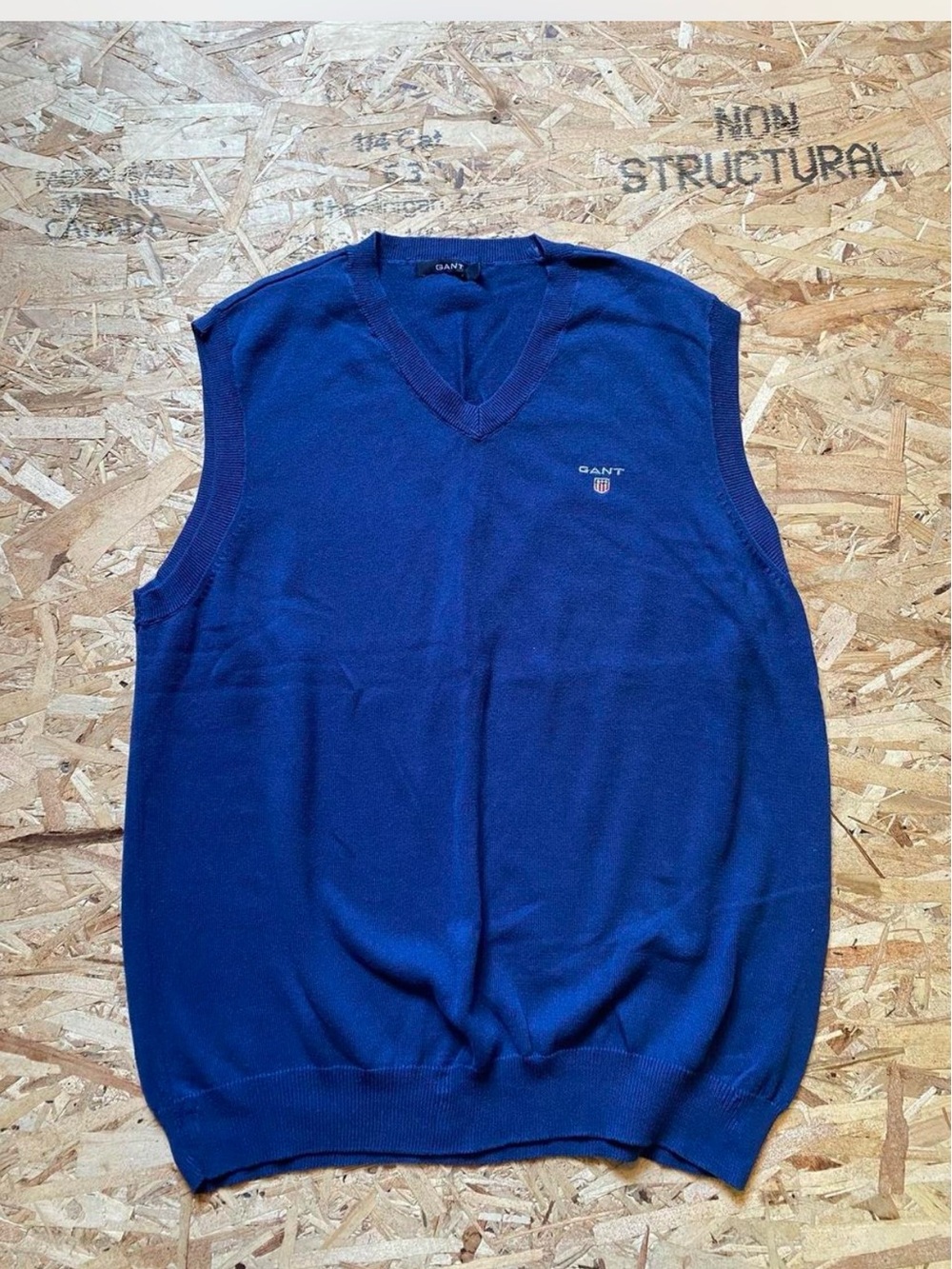 Gant Men's Royal Blue V-Neck Knit Sweater Vest